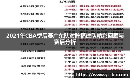 2021年CBA季后赛广东队对阵福建队精彩回顾与赛后分析